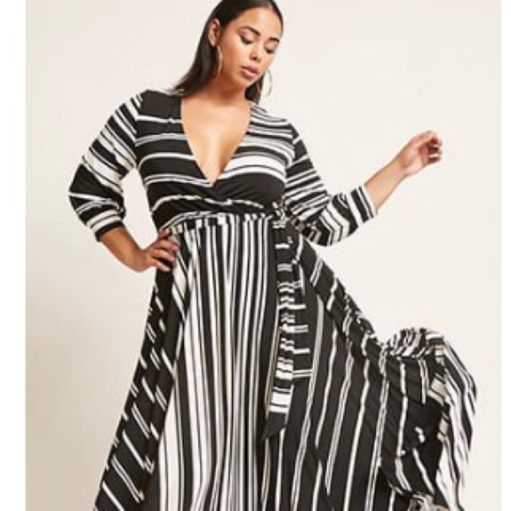 Plus size striped maxi dress